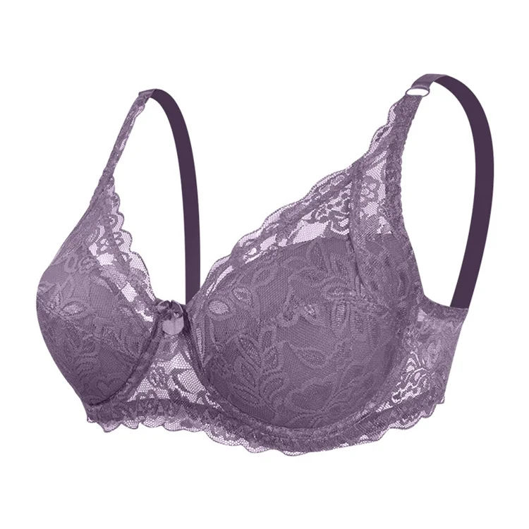 Women Back Closure Plus Size Full Coverage Lace Underwire Push Up Bra