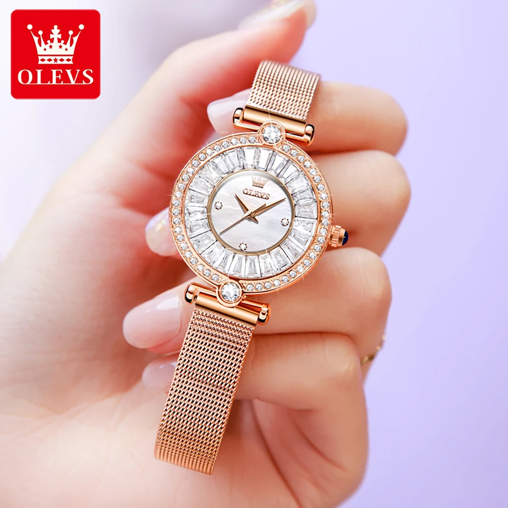 OLEVS 9963 Quartz Watch Waterproof Ipg Plating Lady Women Watch With Bracelet