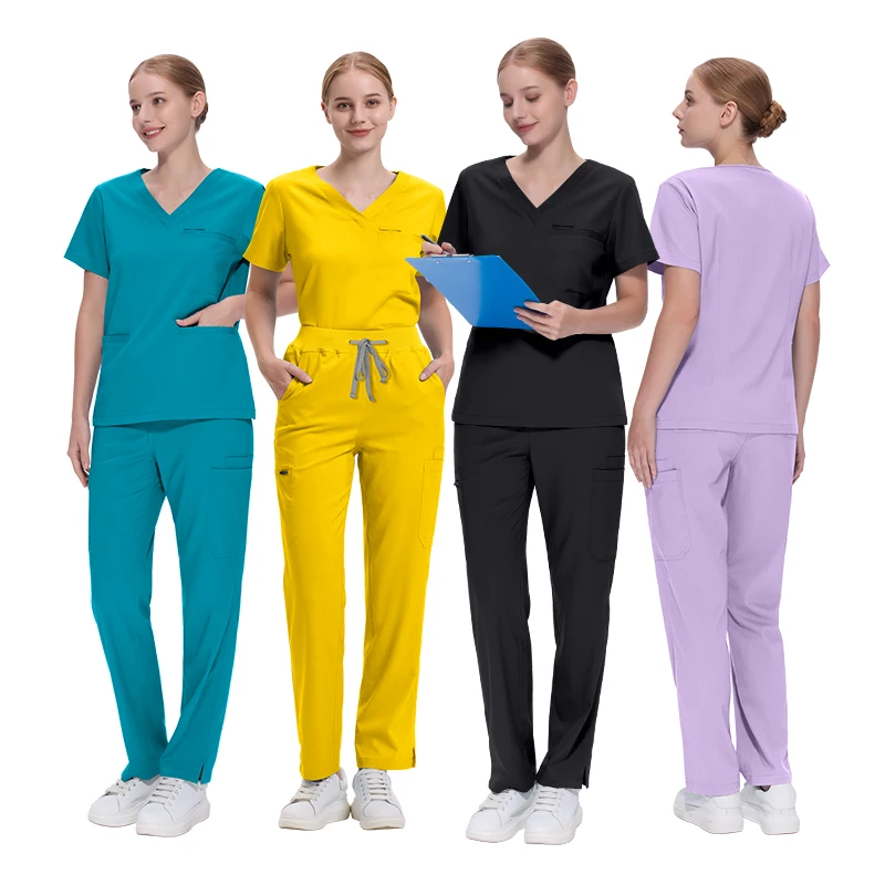 2024 Anti Wrinkle Cotton Fabric Custom Logo Medical Doctor Suit Fit Jogger Hospital Uniforms Nurse Scrub Sets For Men and Women