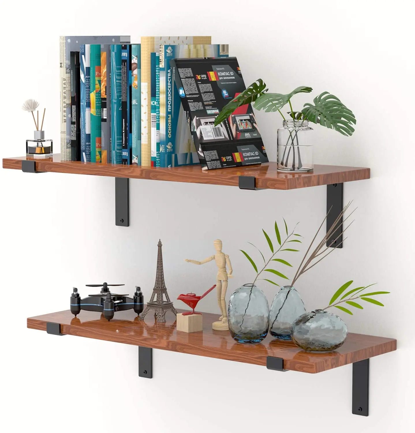 Shelf Brackets Rustic Industrial Metal Iron Wall Floating Brace Support For DIY Open Shelving Hardware Multiple Sizes Available