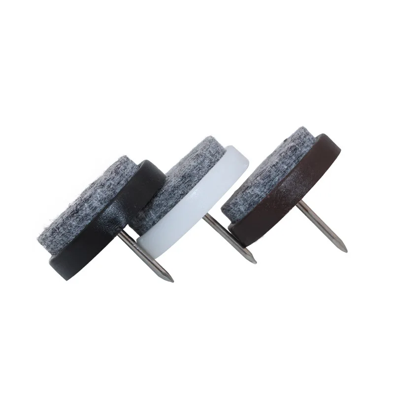 Furniture nail on felt chair glide Nail Pin Plastic non-slip sofa foot nail with felt pad salon
