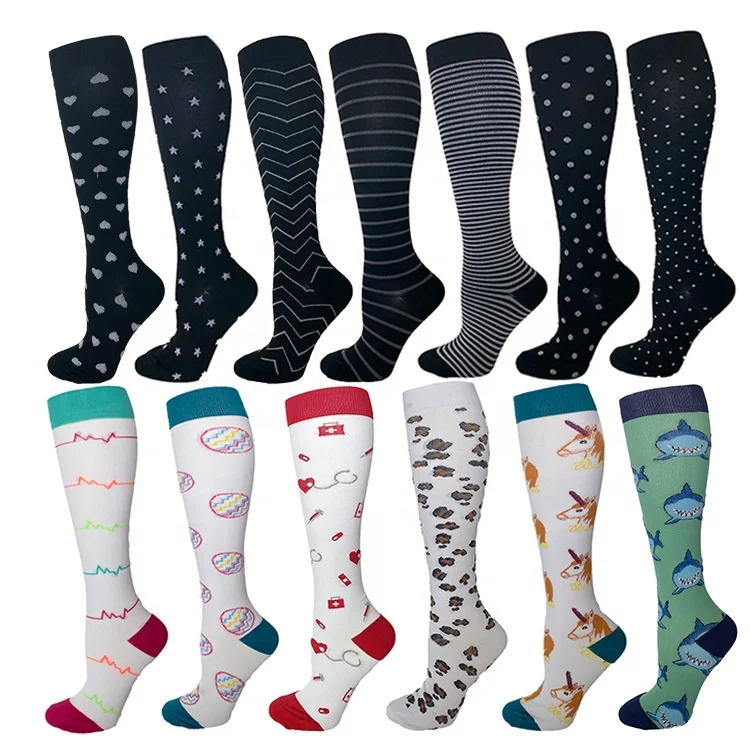 Colorful High Knee  Men Women Wholesale Medias De Leg Compression Socks