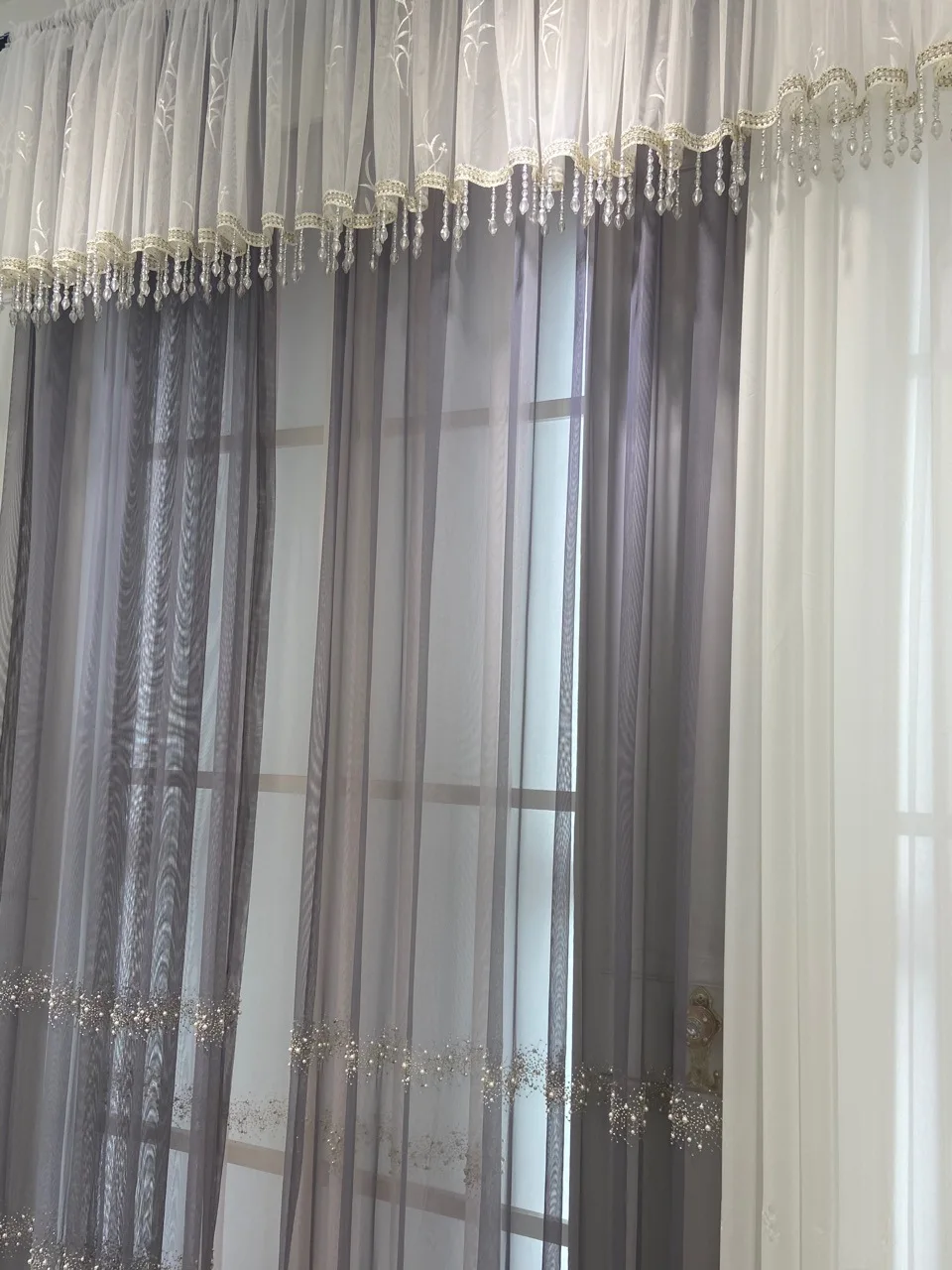 Sunny Textile Pearl Gauze Curtain For Bedroom Curtains For The Living Room Luxury Embroidery Sheer Curtains