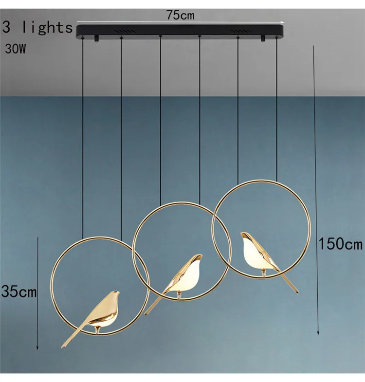 Modern Led Gold Magpie Bird Ceiling Chandelier For Dining Room Luminaire Suspension Pendant Lamp Decorative Lighting