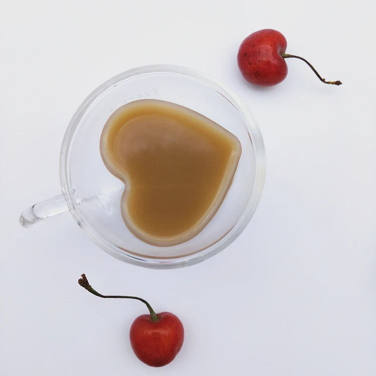 High Borosilicate Glass Double Wall Cup Tea Glass Heart Shape Glass Coffee Mugs for gift