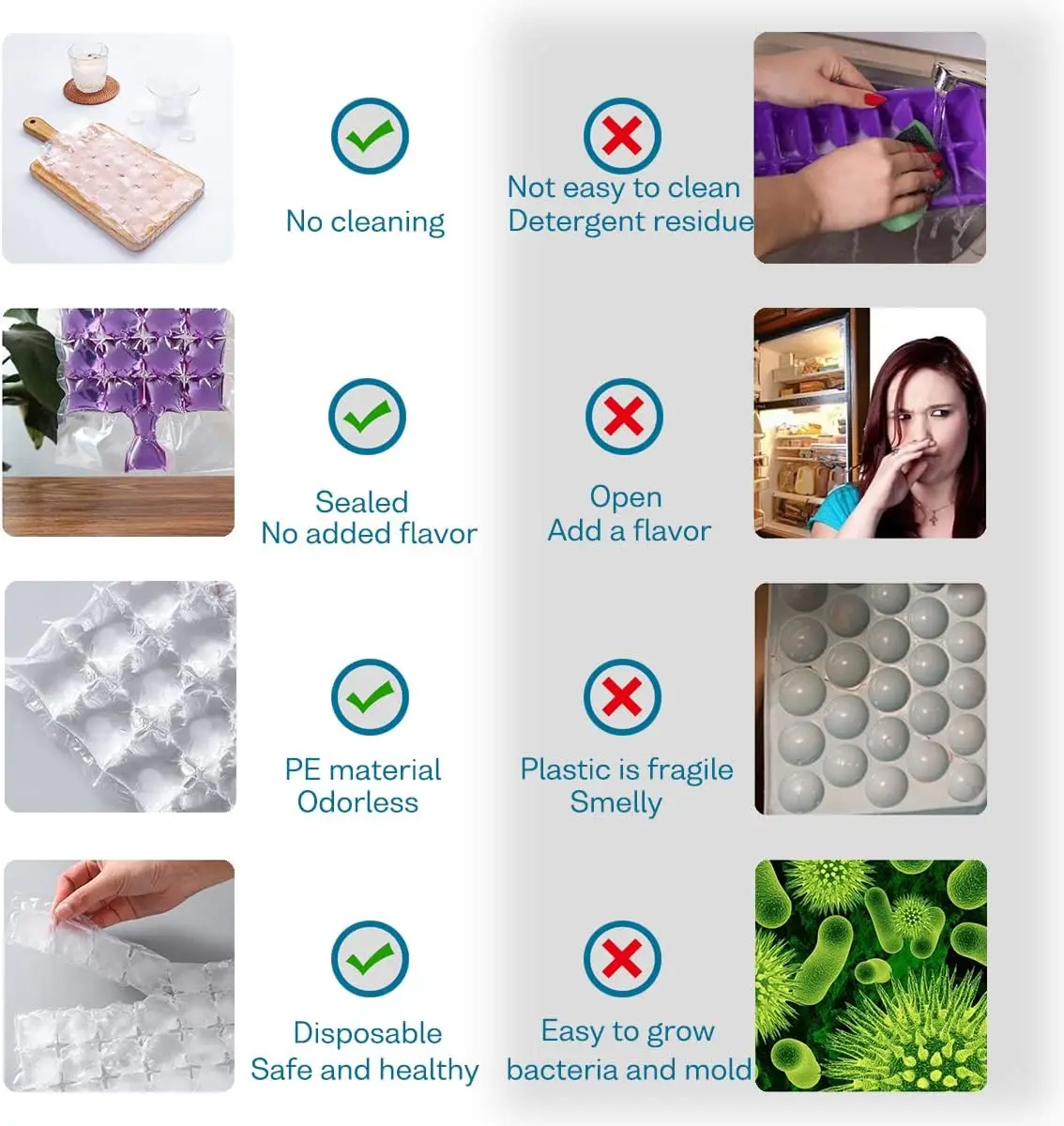 Wholesale Customized Clear Disposable PE Plastic Ice Bag With High Quality