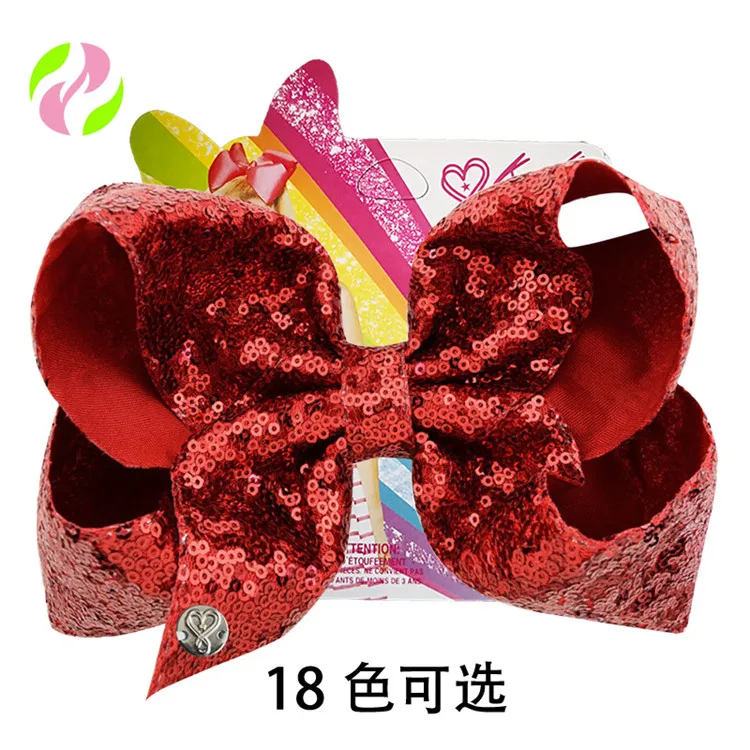  JOJO hair bows for girls 8inch Sequin bow hairpin 18 colors optional Teen girl