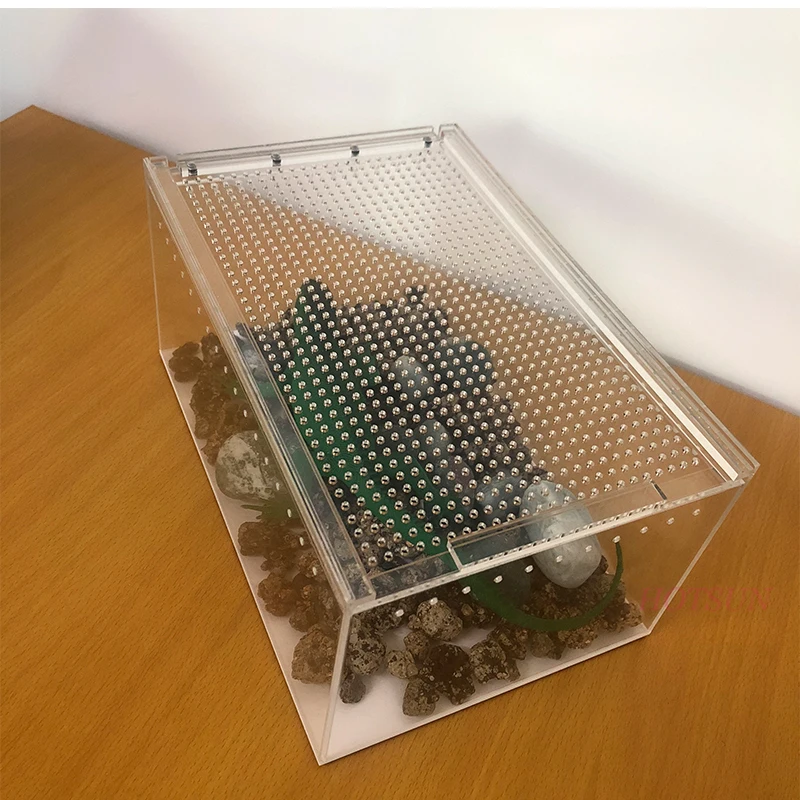 Customized Magnetic Cover Lids Plastic Reptile Terrarium Display Case Acrylic Reptile Box