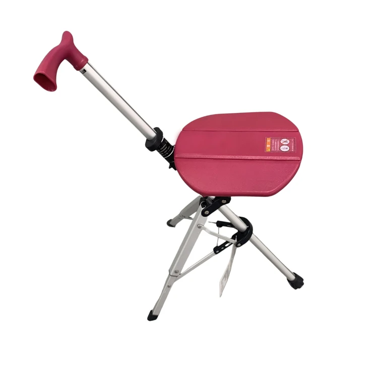 Portable Aluminium Foldable Folding 3 Legs Baston Con Asiento Cane Crutches Stool Walking Sticks Chair with Seat for Elderly