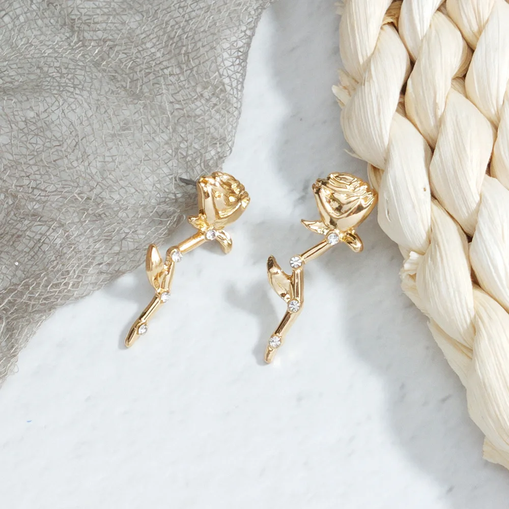 2020 Модные женские серьги-гвоздики с цветком розы