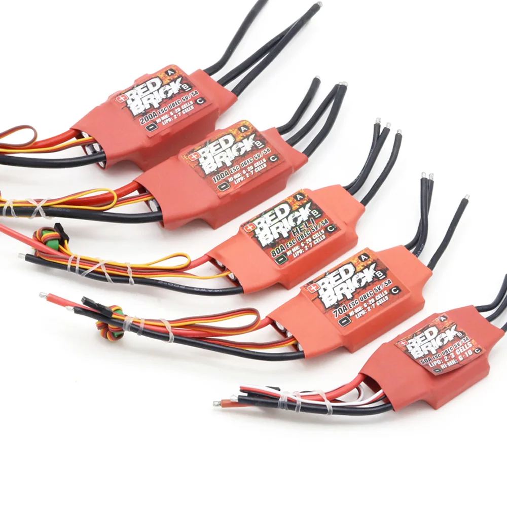 Chinese Factory Red Brick 50A/70A/80A/100A/125A Brushless ESC Electronic Speed Controller 5V/3A 5V/5A BEC for FPV Multicopter