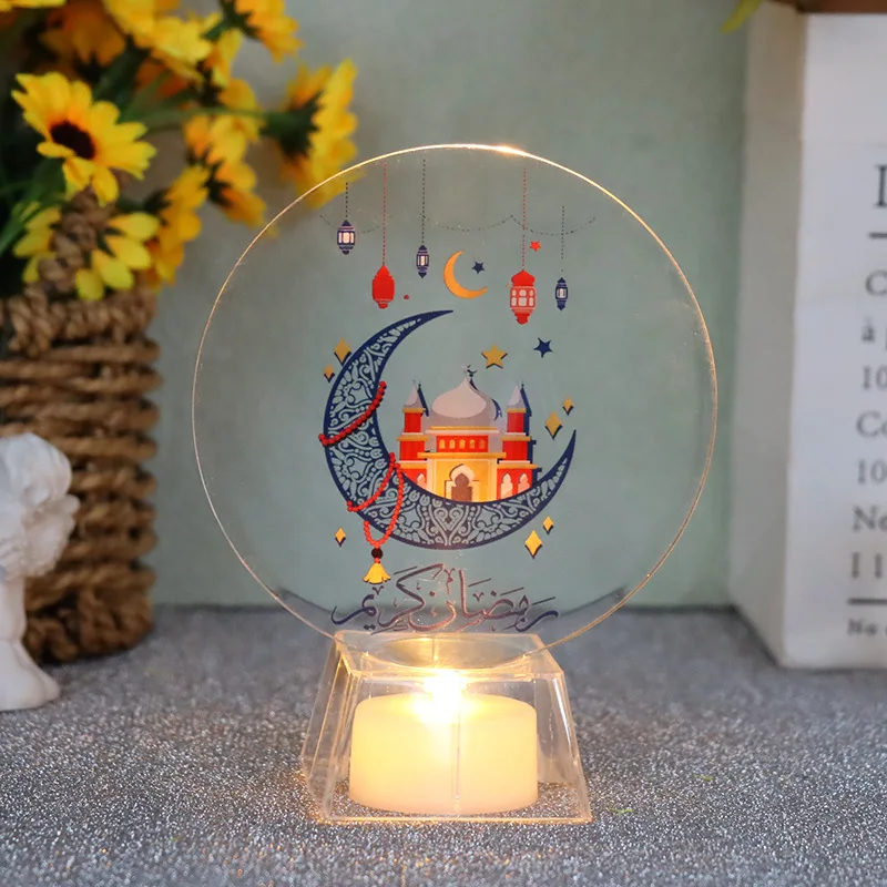 Ramadan Kareem Led Light Table Lamps Eid Mubarak Plastic Led Night Light Muslim Islamic Festival Ramadan Decorations