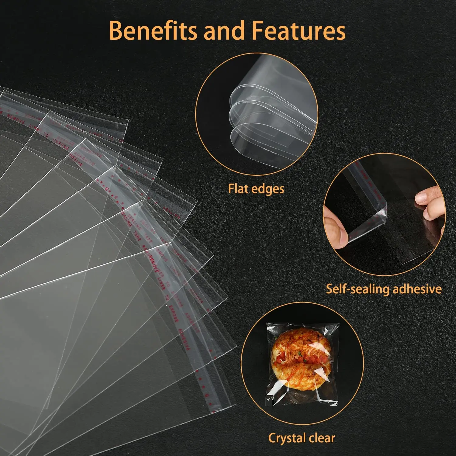 Custom Logo Resealable Glue Tape Different Size Clear BOPP Cello Cellophane Plastic Polyethylene Opp Self Adhesive Bag For Goods