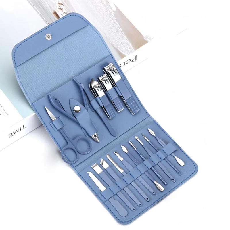 OEM New Wallet Manicure and Pedicure Set 16 Piece Set Nail Clipper for Gift Carbon Steel Daily Nail Care Tools Personal Care