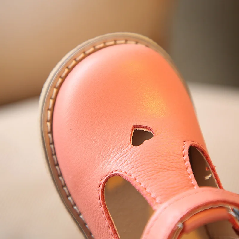 Spring 2021 Baby Toddler Girls Vintage T-Strap Flats Little Kids Genuine Leather Mary Jane Children Pink White Black Dress Shoes