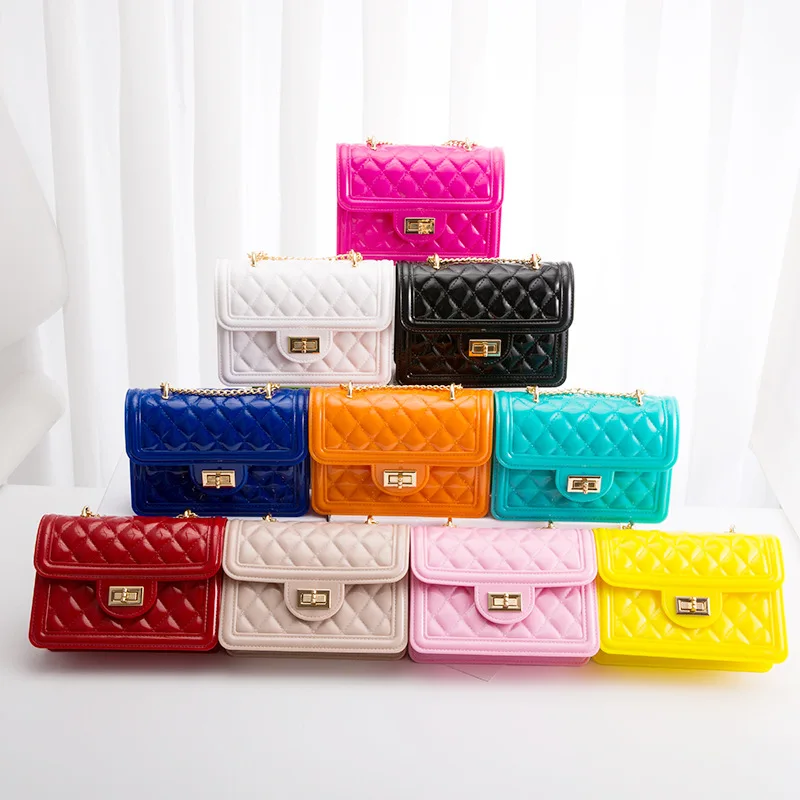 women shoulder bag handbag fashion pvc jelly tote bag candy thick chain shoulder messenger bags female handbag