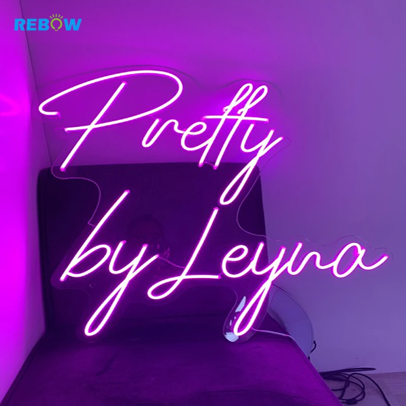 Rebow Drop shipping indoor outdoor waterproof neon wall art custom led neon sign light