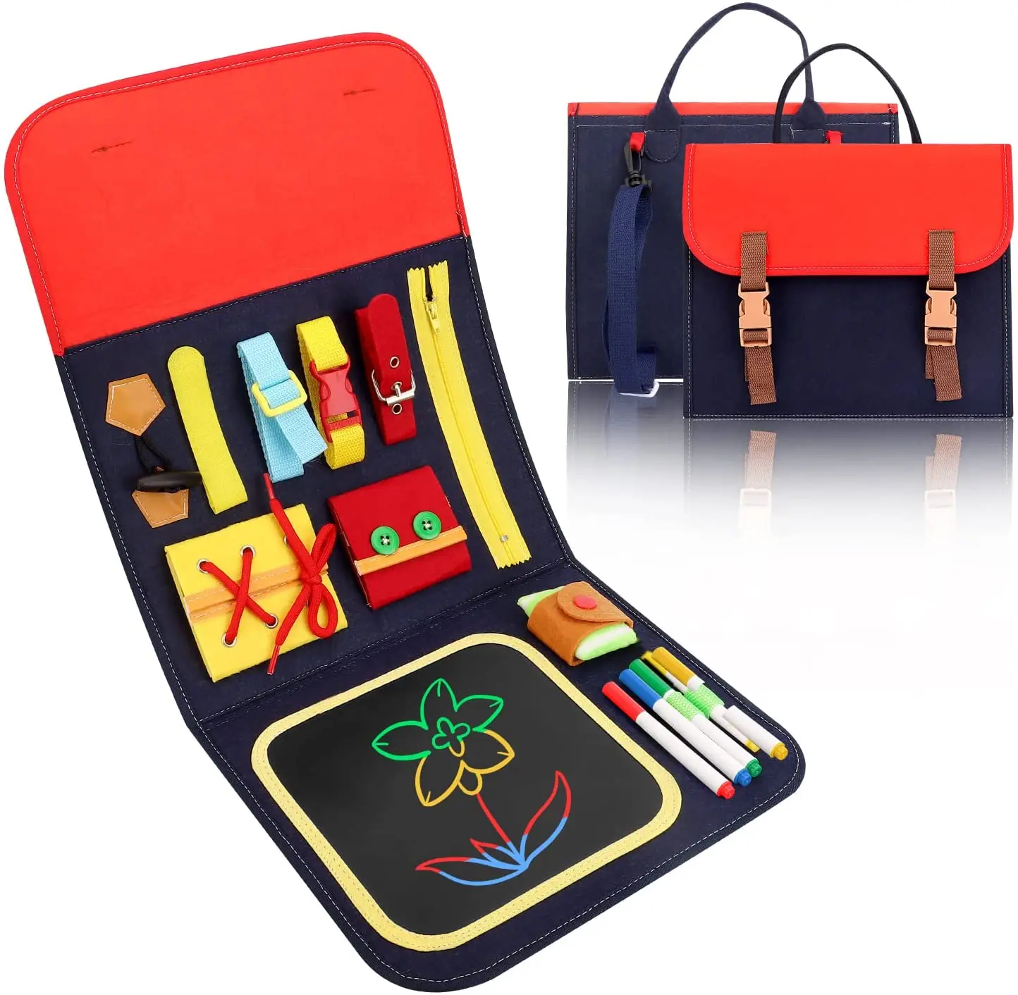 Доска для рисования с рюкзаком для малышей, Монтессори, сенсорная игрушка для маленьких мальчиков и девочек, развивающая игра для поездок