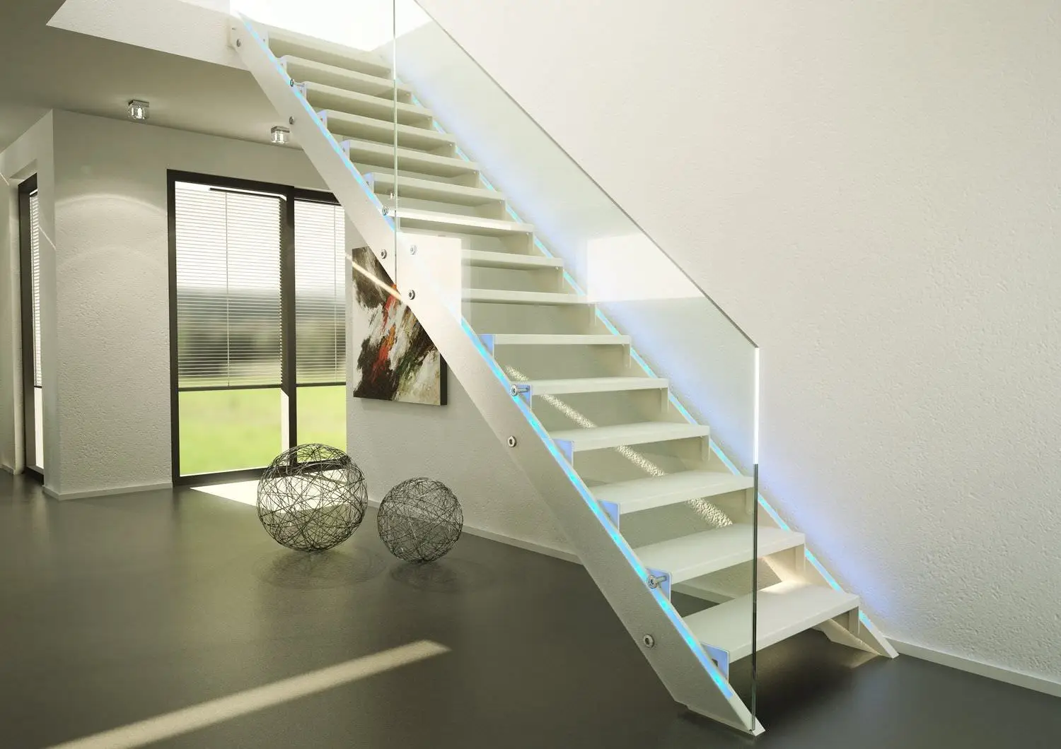 CBMmart Straight Staircase Spiral Indoor Staircase Wood Metal Tread For Villa House Simple Staircase Designs Photo