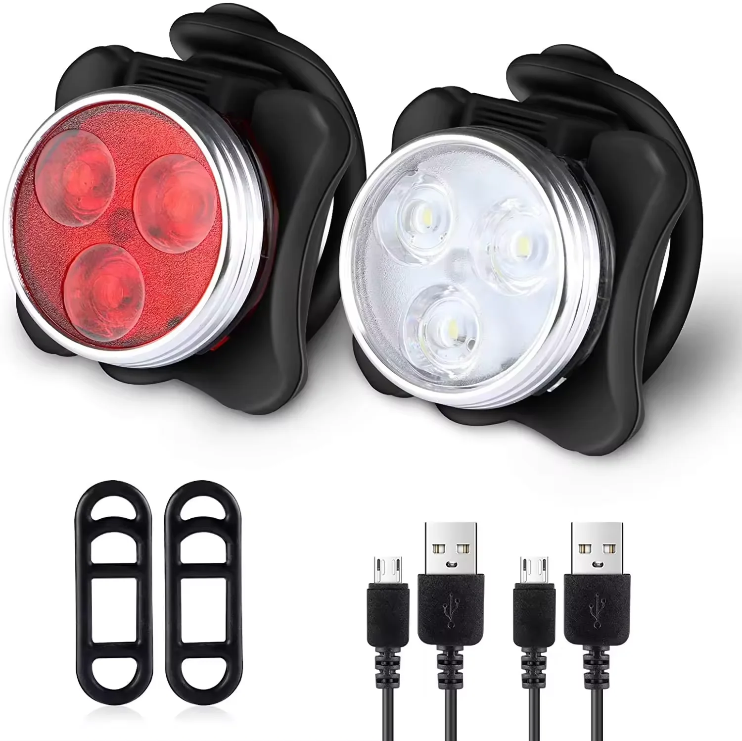 Waterproof LED USB Rechargeable Bicycle Light Multifunction 4 Modes Cycling Front Rear Light Easy Installation