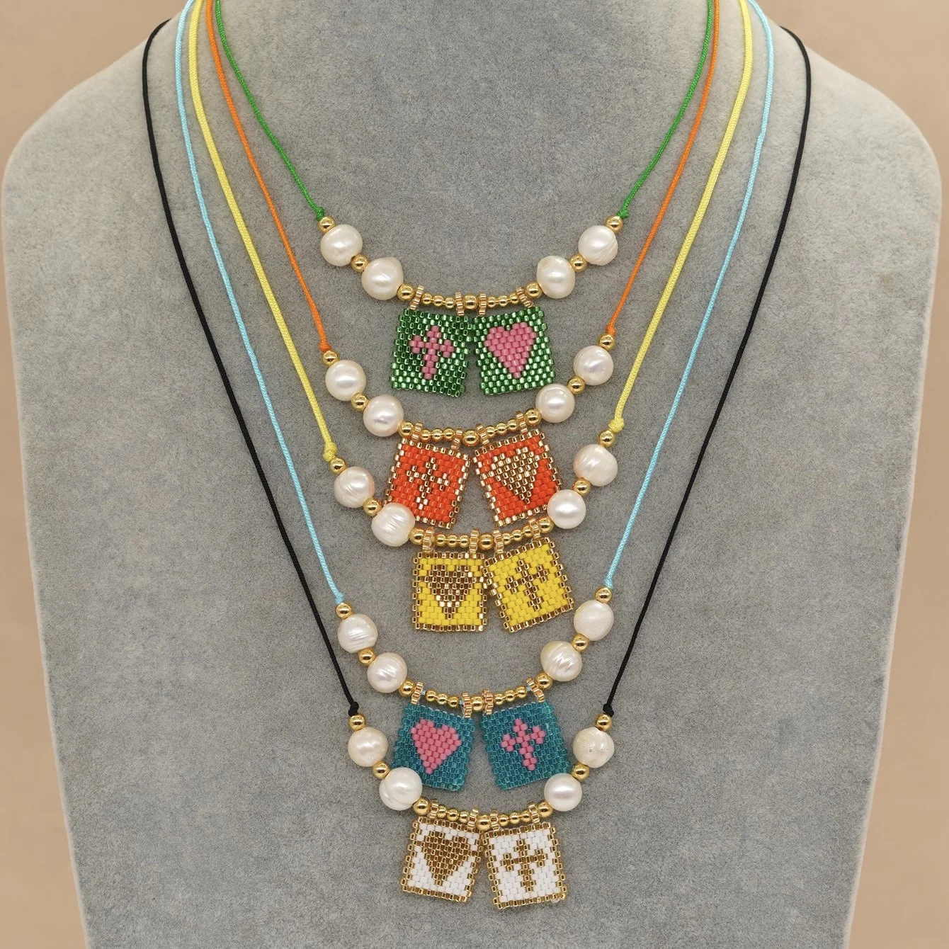 LS-C1836 Minimalist necklace for women beaded pearl   necklace daily wear miyuki necklace hot selling