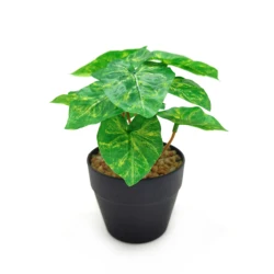 Cheap price artificial plants greenery bonsai green plant in plastic pot potted faux hydroponic plants for home decor