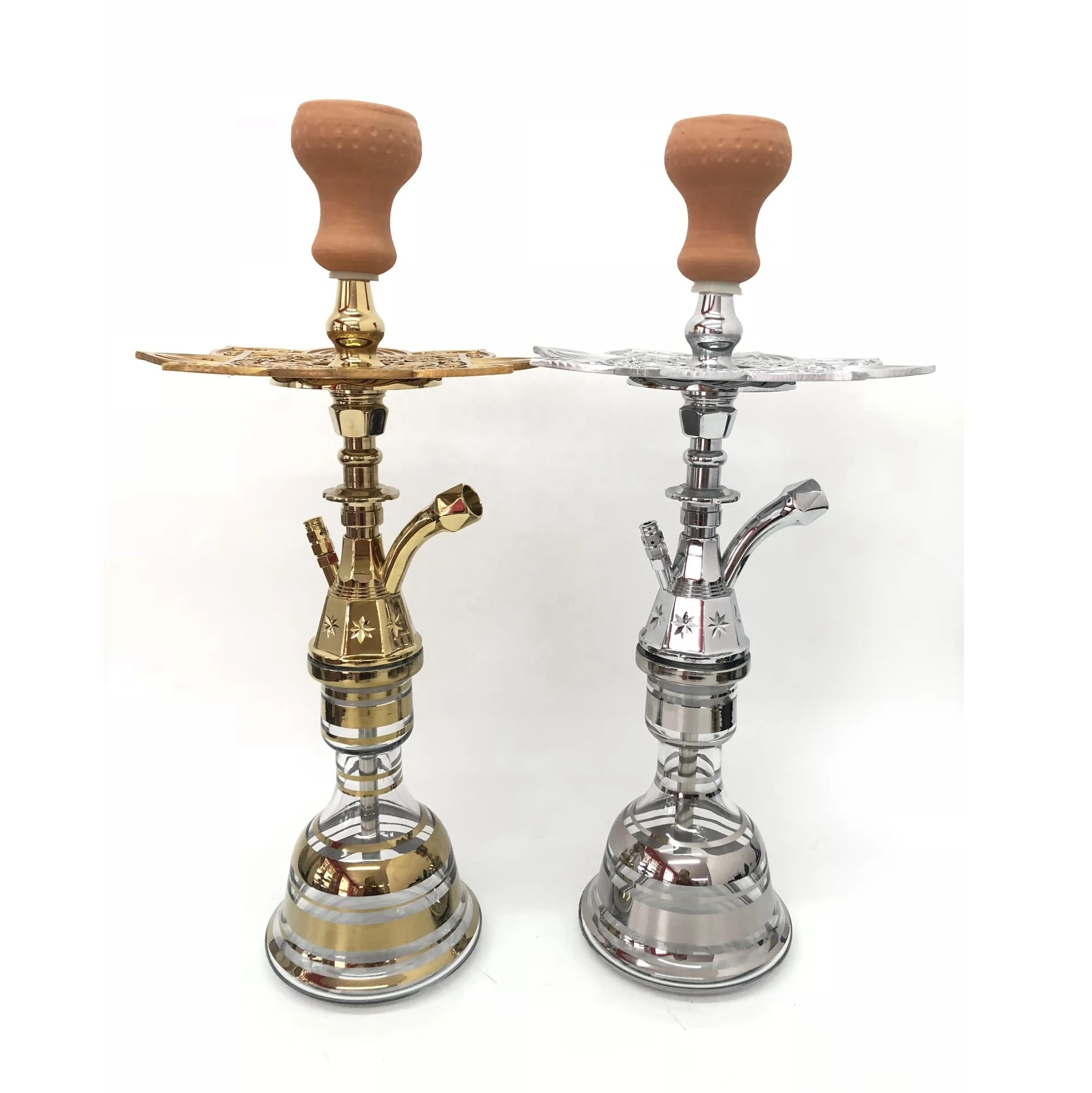 Golden river free sample wholesale large size glass hose mouth pipe shisha hookah set