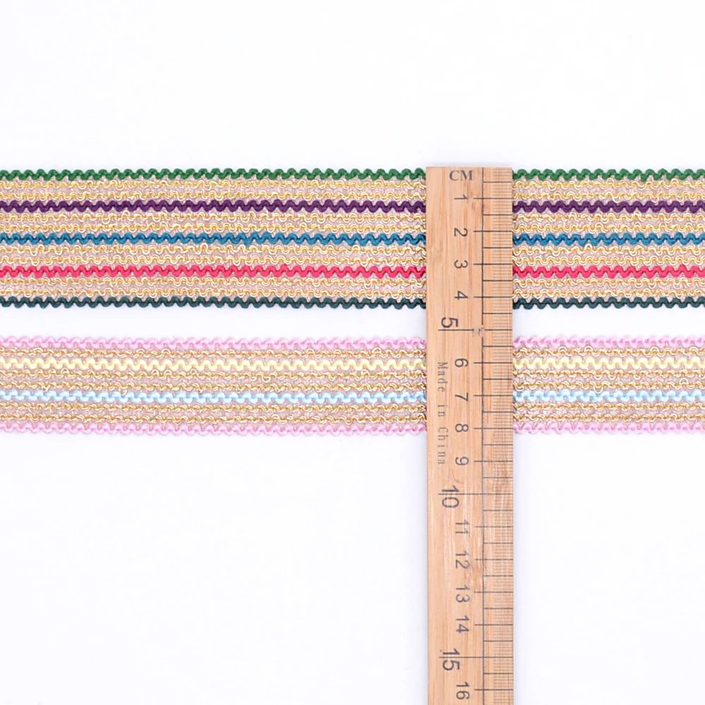  Изготовленная на заказ Полиэстеровая лента для вязания крючком золотистая металлическая