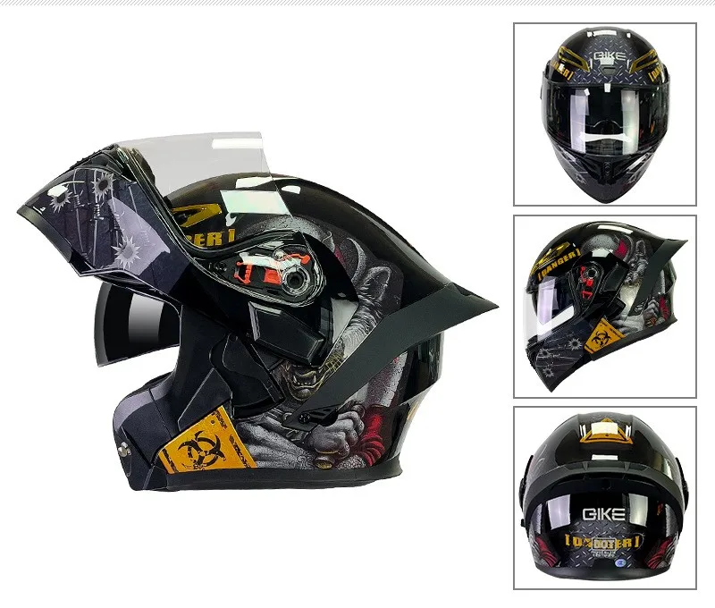 Motorcycle double-lens faceless helmet motorcycle full helmet personality big tail knight safety all-season universal helmet