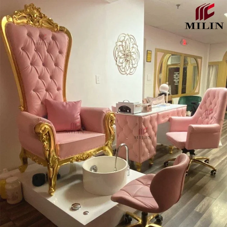 Кресла розового цвета для спа-массажа и педикюра, можно наклонять на 180 градусов, роскошный стул для педикюра