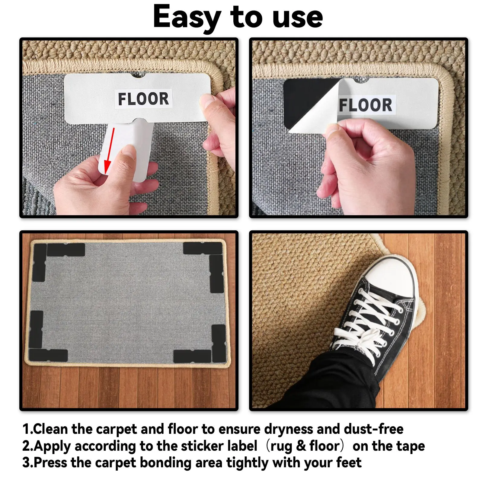 LS Non-slip Washable Removable Reusable Rug Pad Gripper For Carpet