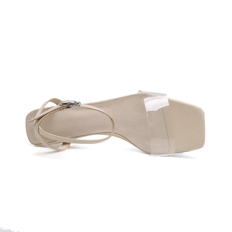 
Wholesale High Heel Open Toe Block Heel Shoes Women Sandal Ankle Strap Sandals Heels Transparent PVC 2020 Elegant Sandals 