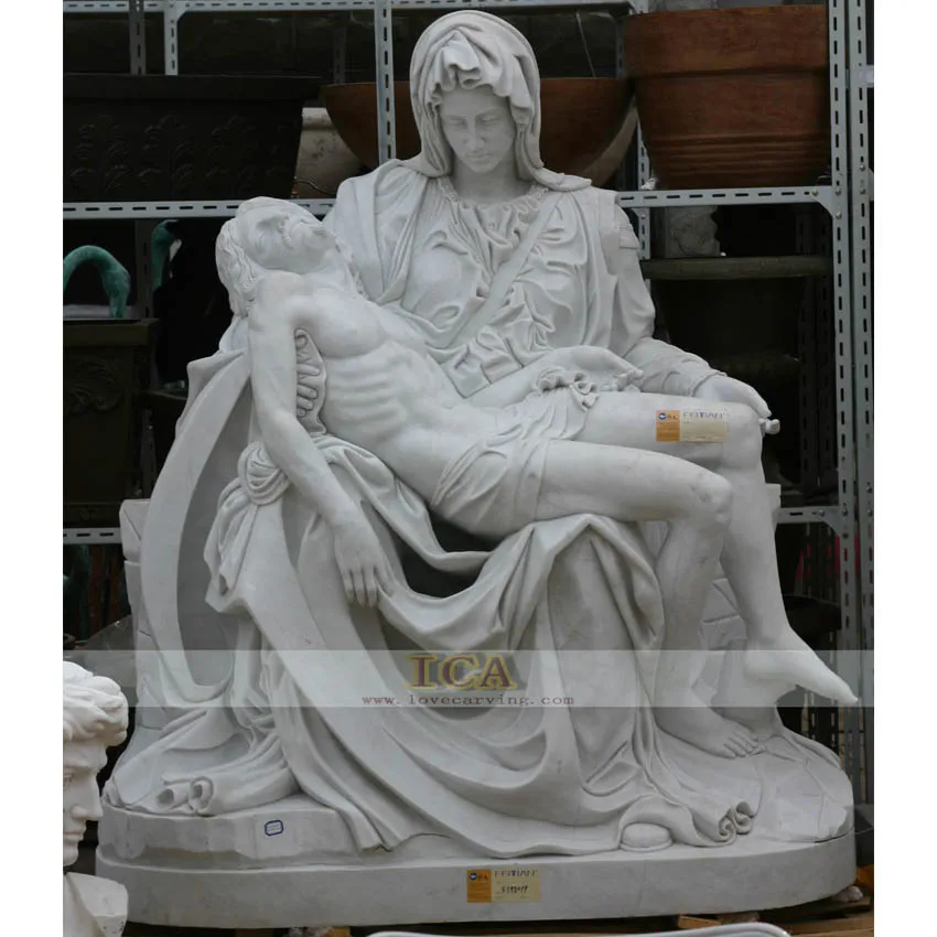Garden Decoration Natural Stone White Marble Stone Virgin Mary Statue For Sale