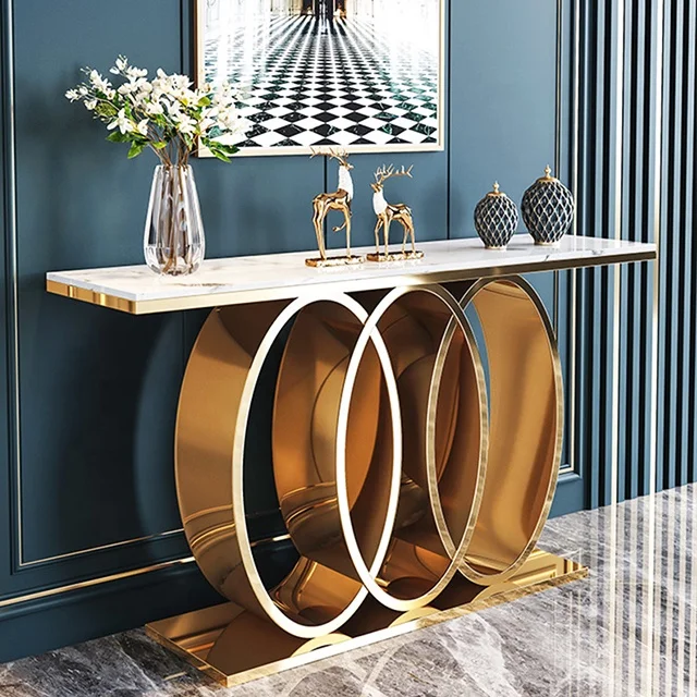 Мебельная консоль из нержавеющей стали, консоль для прихожей с инкрустацией в виде костей, консоль для стола и зеркальная консоль