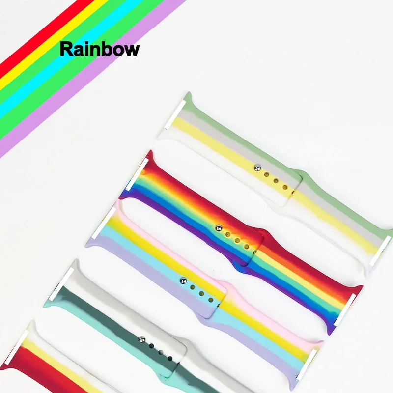  Ремешок резиновый для Apple Watch Band 44 мм 42 40 38 силиконовый браслет смарт-часов серии 6 I