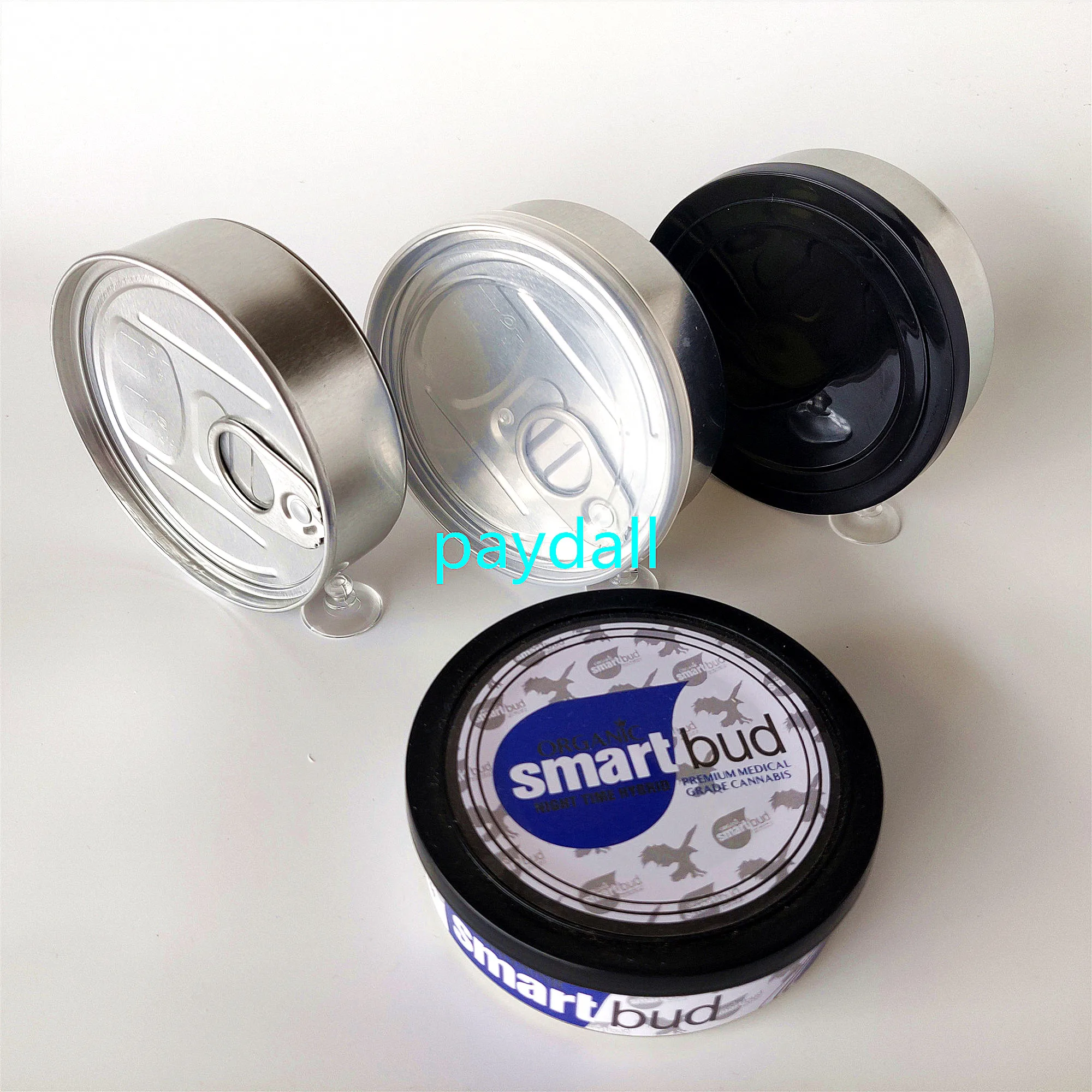 
smart bud 100ml pressitin tin tuna cans with black lids cali metal tins cans 