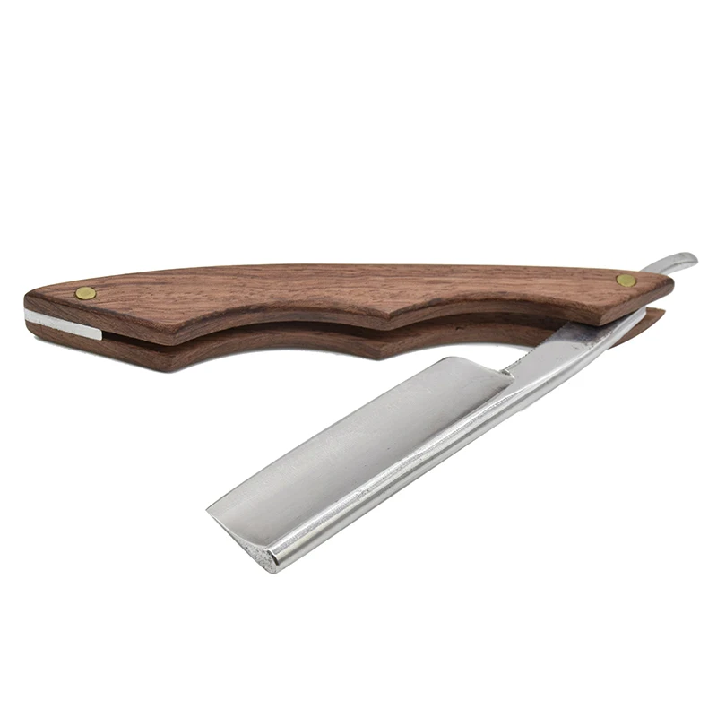 Straight Edge Razor Natural Wood Scale Sharp, High Hardness Carbon Steel Cutthroat Straight Edge Blade, Vintage Wood Handle