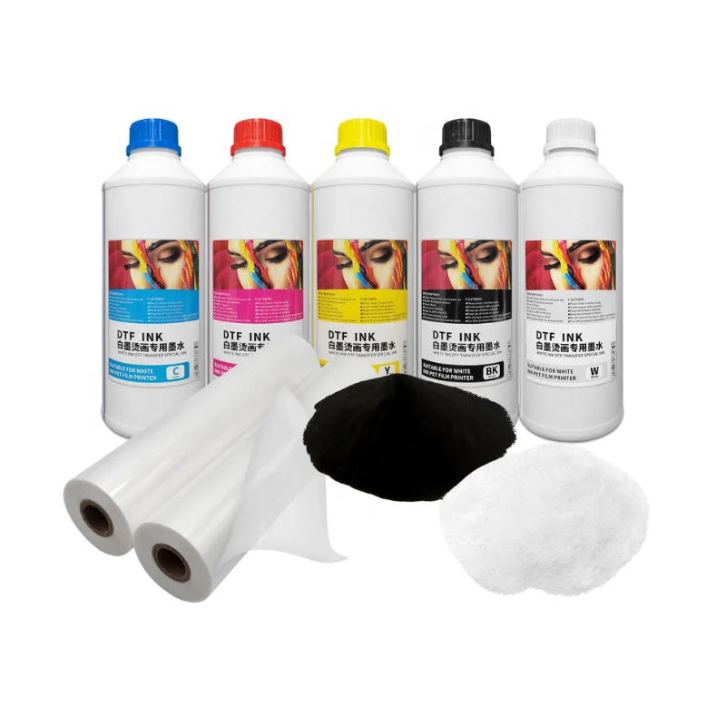 DTF Consumables 1000ml DTF Printing Ink/ DTF Hot Melt Powder/ A3 A4 Sheet DTF Pet Film Roll