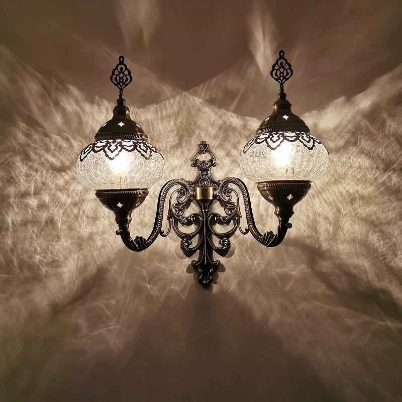 Ottoman retro exotic restaurant hotel homestay bar cafe decoration turkish hollow ice crack wall lamp