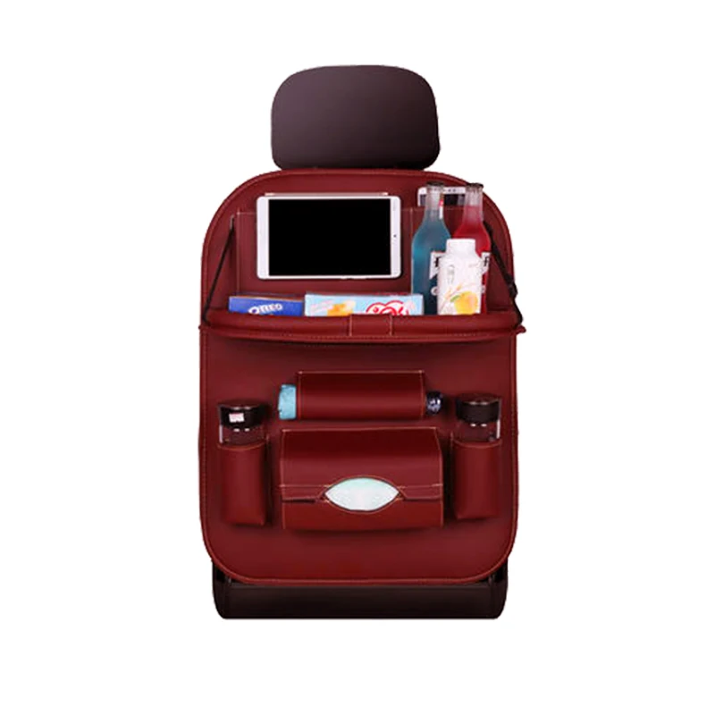 Leather Baby Car Back Seat Organizer for Kids with Tray