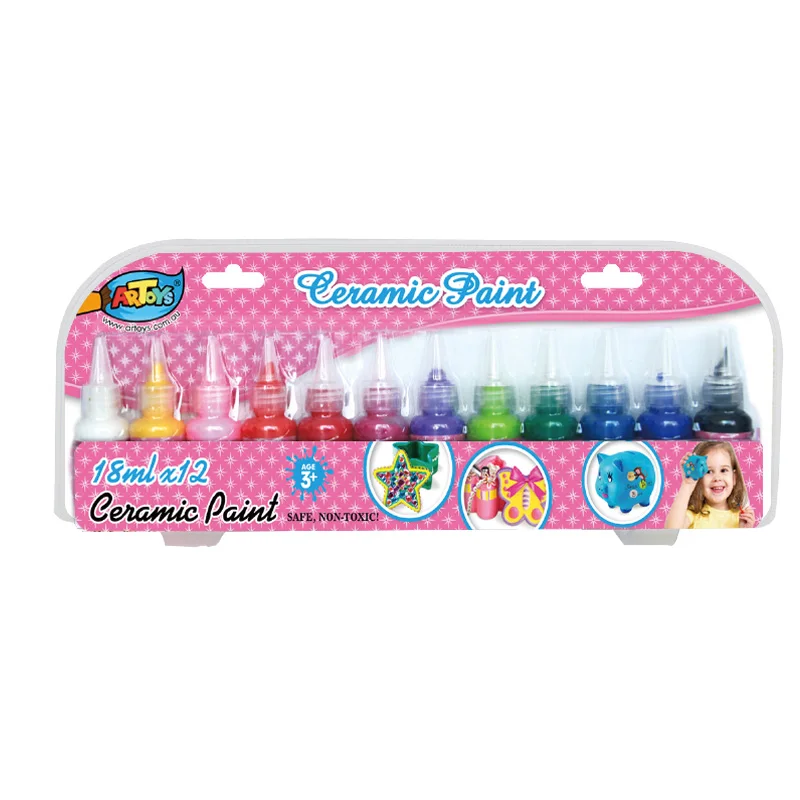 18ml 12 Colors drawing kids diy craft clay ceramic acrylic paint set