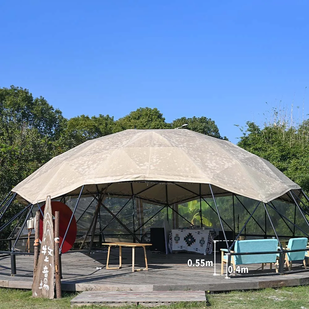 Most Popular 6m Dome House Geodesic Dome Tent With 850g white PVC  full surround