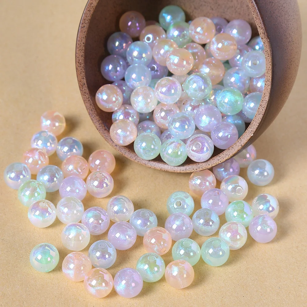 2023 Hot Selling Acrylic Plastic Glitter Round Mermaid Beads For DIY Bracelet Earring Jewelry Making