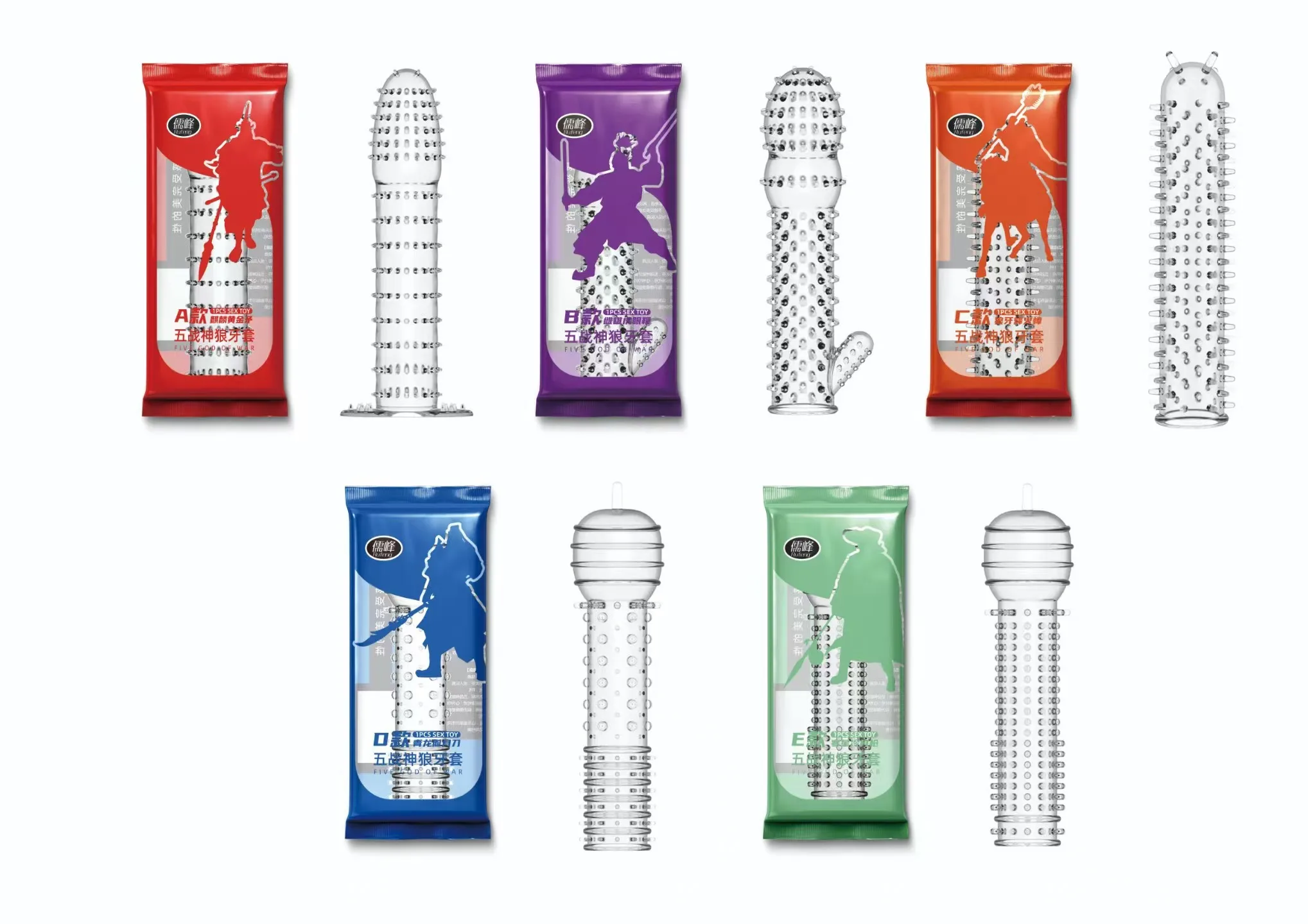 Wholesale 5 Types Transparent Spike Condom Crystal Condom For Men