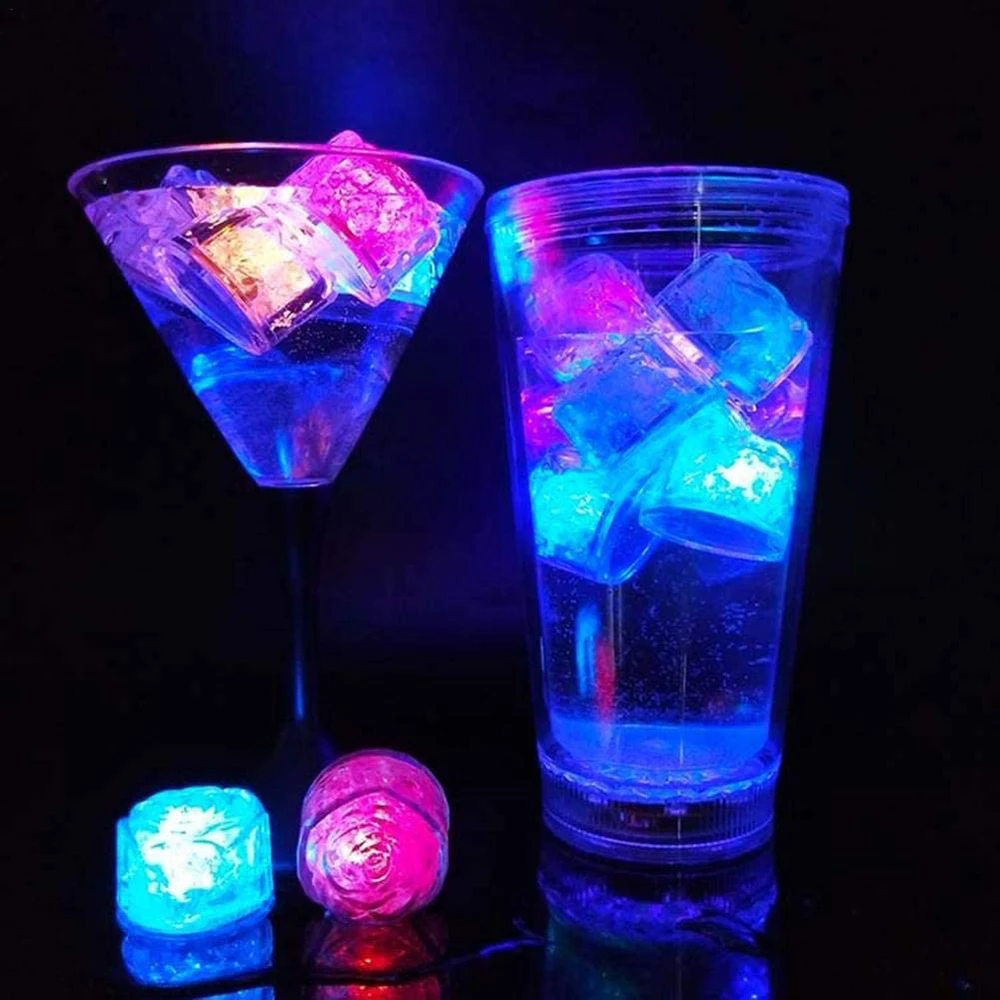 Waterproof Led Ice Cube, 24 Pack Multi Color Flashing Glow in The Dark LED Light Up Ice Cube for Bar Club Drinking Party Wine