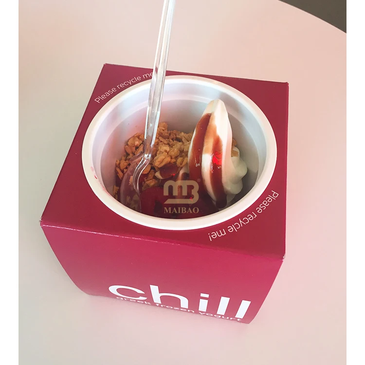 Wholesale takeaway ice cream box dessert yogurt ice cream paper bowl food packaging box custom dessert boxes with logo packaging