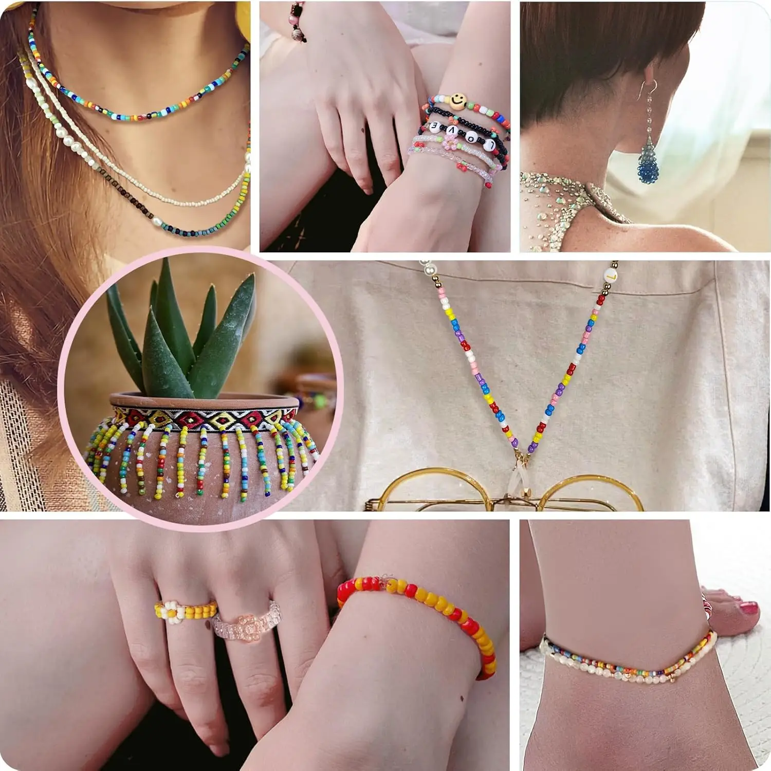 48690pcs 114 Colors 2mm Glass Seed Beads for Bracelet Making Kit Seed Beads for Jewelry Making Friendship Gifts