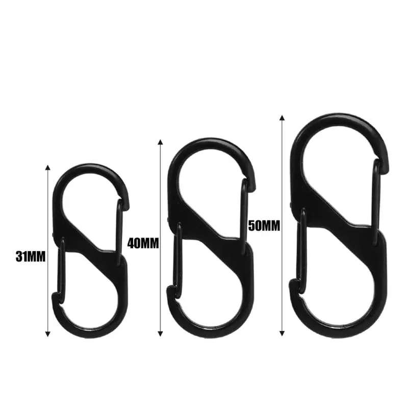 5PCS S type zinc alloy carabiner with lock, anti-theft mini keychain hook