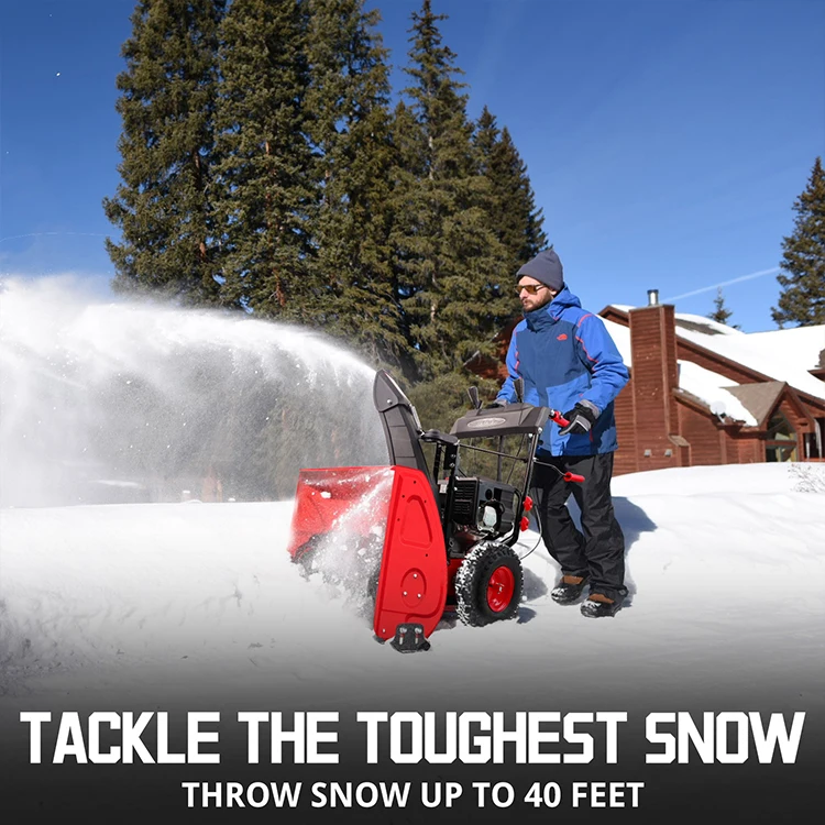 28 inch 212CC snow engine two stage snow blower hot heated handle with led light electric start snow thrower
