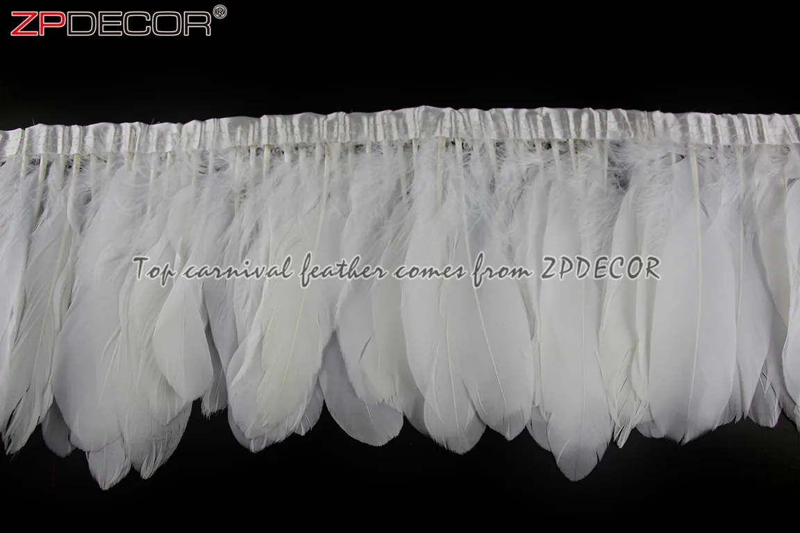 ZPDECOR Wholesale Stock White Goose Nagoire and Satinettes Feather Trim for Carnival Butterfly Wings Costume